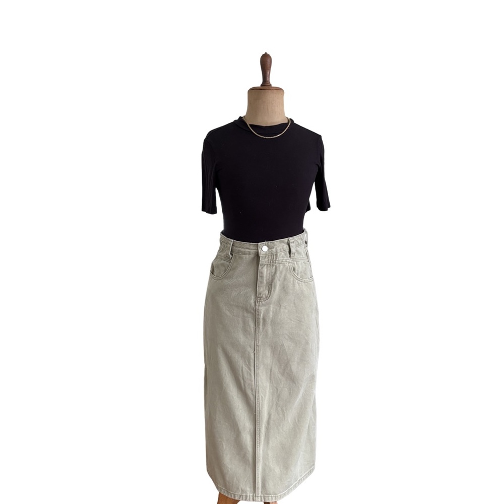 Classic green Denim Skirt